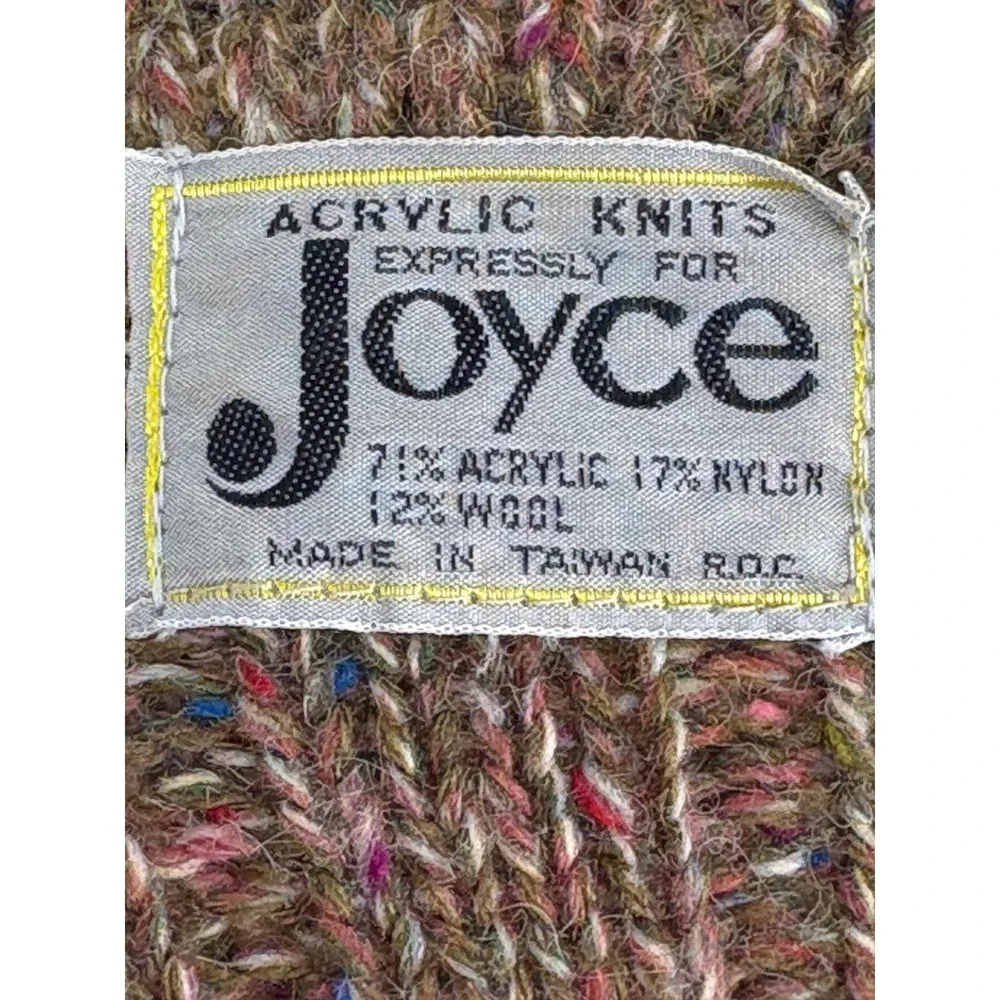 Vintage Joyce Cardigan‎ Brown Multi Double Breasted Ribbed Shoulder Pads